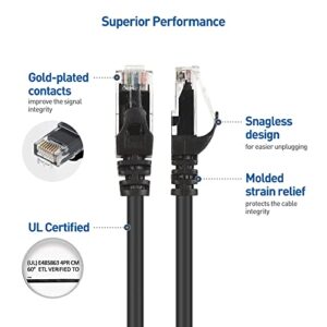 Cable Matters 10Gbps 5-Pack Snagless Short Cat 6 Ethernet Cable 3 ft (Cat 6 Cable, Cat6 Cable, Internet Cable, Network Cable) in Black