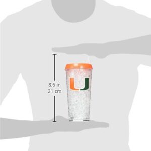 NCAA Miami Hurricanes 16oz Crystal Freezer Tumbler with Lid and Straw