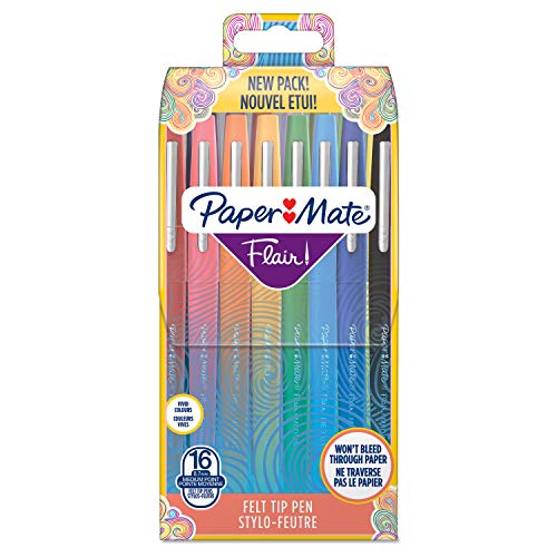 Paper Mate Flair Original Fibre Tip Pen Medium 1.0mm Pack of 16