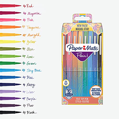 Paper Mate Flair Original Fibre Tip Pen Medium 1.0mm Pack of 16