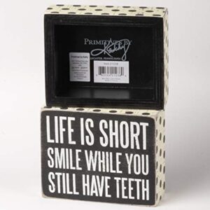 Primitives by Kathy 21238 Polka Dot Trimmed Box Sign, 4" x 5", Life is Short