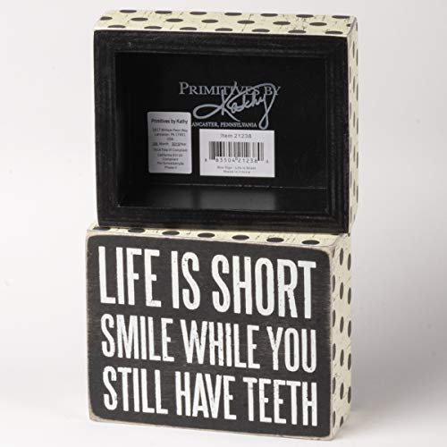 Primitives by Kathy 21238 Polka Dot Trimmed Box Sign, 4" x 5", Life is Short