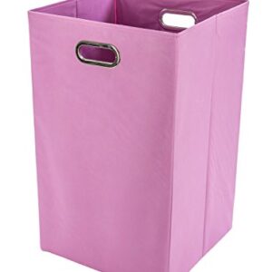 Folding Laundry Basket, Solid Pink with Handles – High-Strength Polymer Construction – Folds for Easy Storage and Transportation