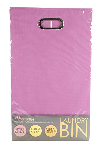 Folding Laundry Basket, Solid Pink with Handles – High-Strength Polymer Construction – Folds for Easy Storage and Transportation