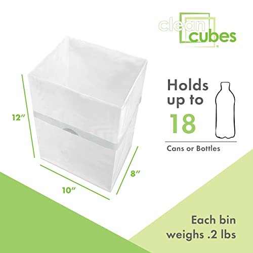 Clean Cubes 4 Gallon Trash Cans & Recycle Bins for Sanitary Garbage Disposal. Disposable Containers for Parties, Events, Recycling, and More. 3 Pack (White)