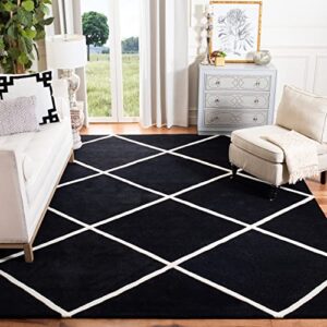 safavieh chatham collection 8' x 10' black/ivory cht720k handmade diamond trellis premium wool area rug
