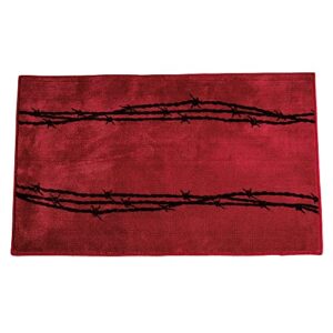 paseo road by hiend accents | barbwire print western cabin kitchen mat rustic bathroom rugs, 24x36 inch, red lodge themed non-slip washable floor bath rug