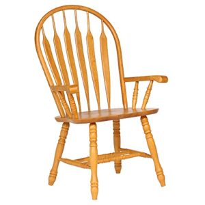sunset trading comfort dining arm chair, 41", light oak
