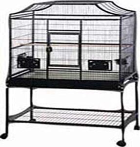 a&e cage company ma3221fl platinum elegant style flight bird cage with stand gray, 32 by 21 by 61"