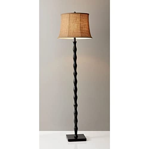 Adesso 1523-01 Stratton Floor Lamp, 62 in., 2 x 150 W Incandescent/CFL, Black/Brown, 1 Black Lamp