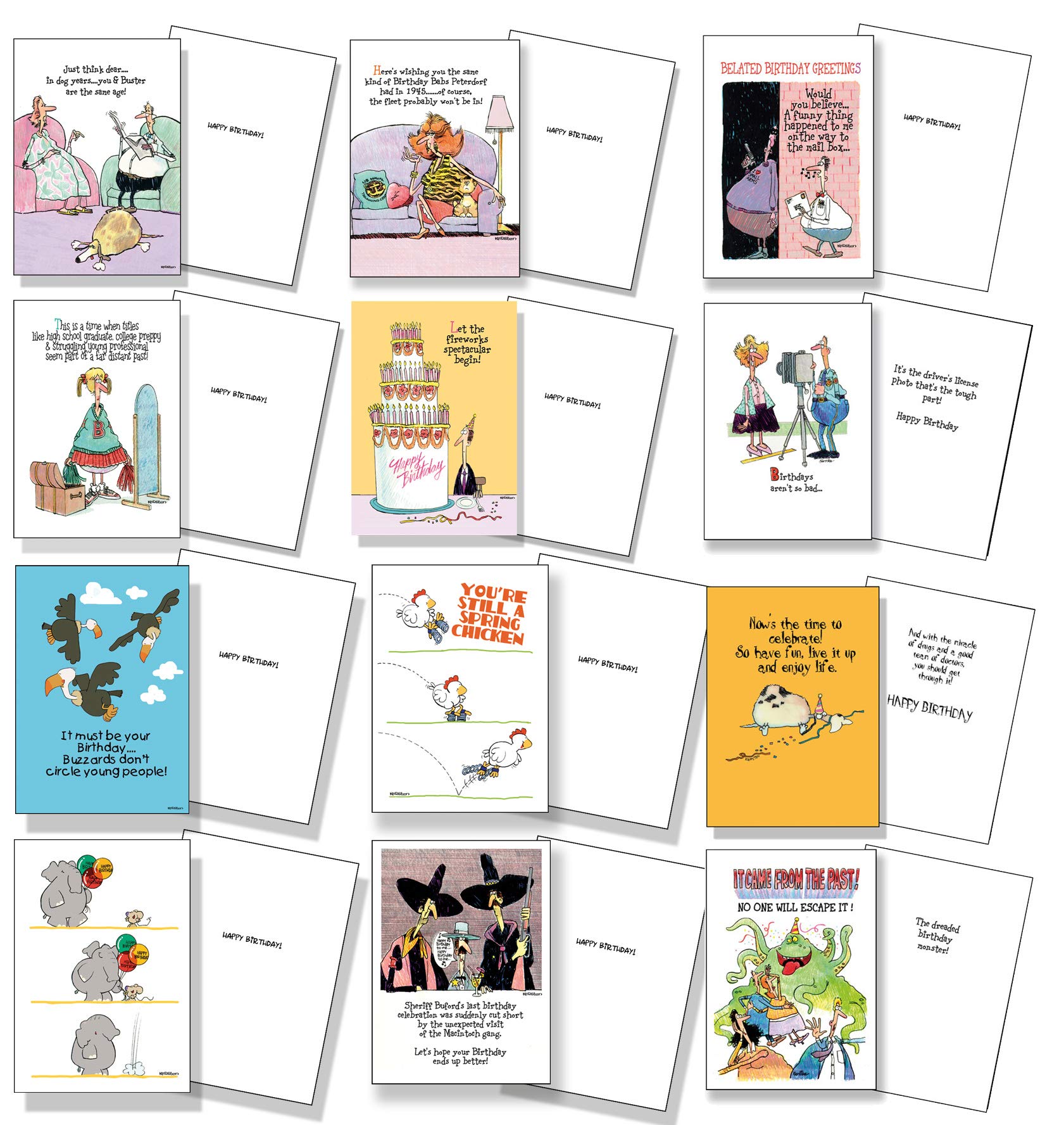 Stonehouse Collection Vareity Set Of 12 Funny Birthday Cards Birthday Card Assortment Usa