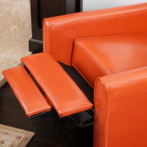 Great Deal Furniture Lucas Orange Leather Modern Sleek Recliner Club Chair