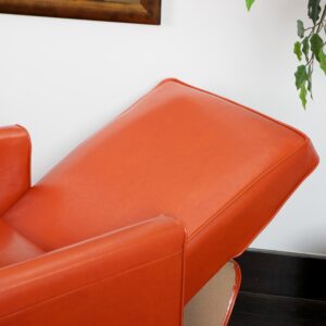 Great Deal Furniture Lucas Orange Leather Modern Sleek Recliner Club Chair