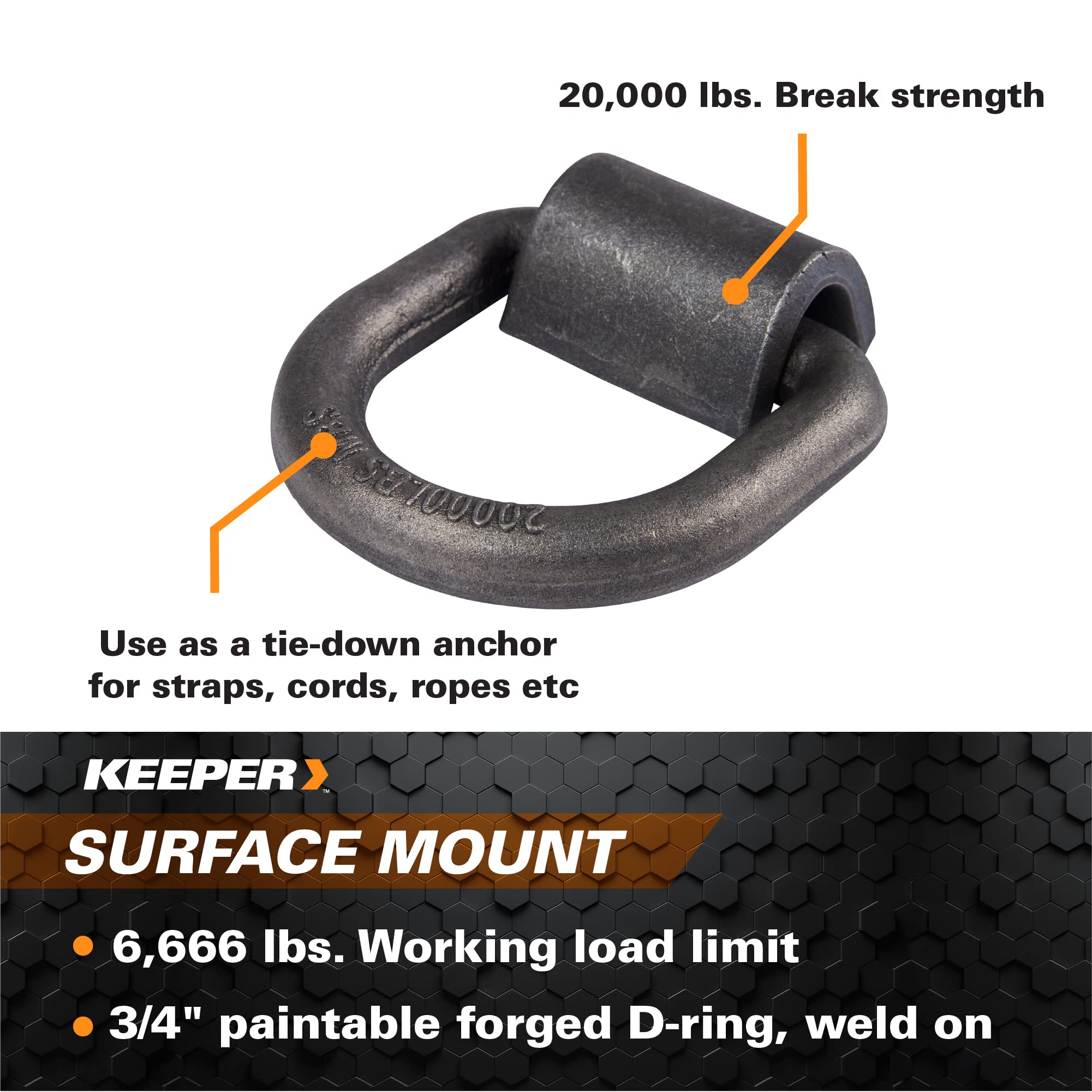 Keeper - 3/4" Weld-On Surface Mount D-Ring Anchor