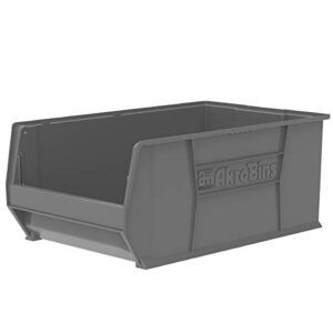 akro-mils 30290 super-size akrobin heavy duty stackable storage bin plastic container, (30-inch l x 18-inch w x 12-inch h), gray, (1-pack)