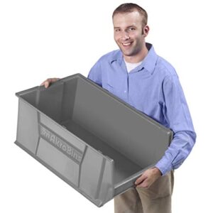 Akro-Mils 30290 Super-Size AkroBin Heavy Duty Stackable Storage Bin Plastic Container, (30-Inch L x 18-Inch W x 12-Inch H), Gray, (1-Pack)