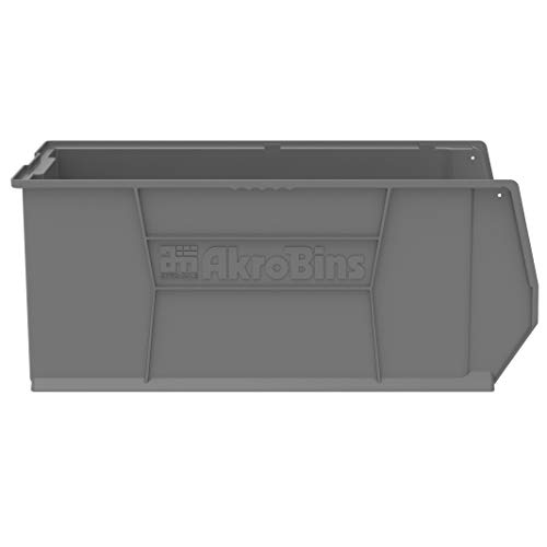 Akro-Mils 30290 Super-Size AkroBin Heavy Duty Stackable Storage Bin Plastic Container, (30-Inch L x 18-Inch W x 12-Inch H), Gray, (1-Pack)