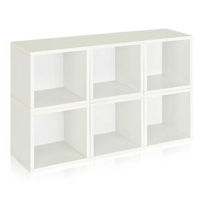 way basics cubby shelf bookshelf set of 6 (tool-free assembly and uniquely crafted from sustainable non toxic zboard paperboard), white