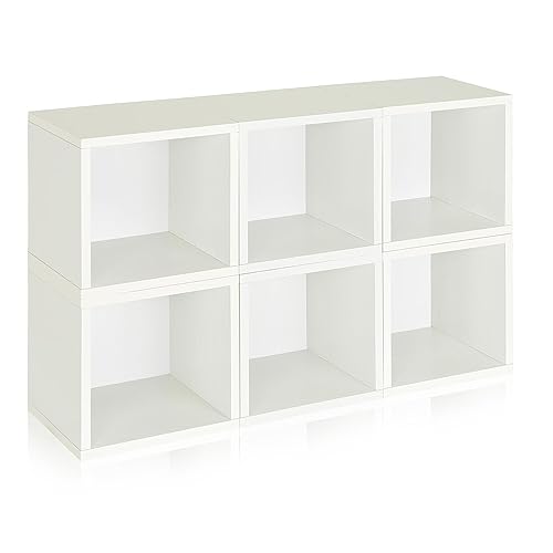 Way Basics Cubby Shelf Bookshelf Set of 6 (Tool-Free Assembly and Uniquely Crafted from Sustainable Non Toxic zBoard Paperboard), White