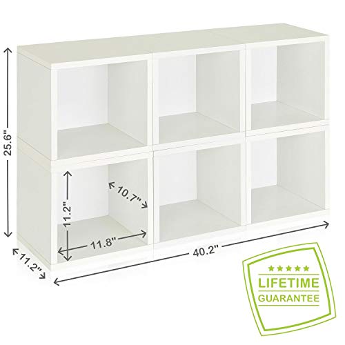 Way Basics Cubby Shelf Bookshelf Set of 6 (Tool-Free Assembly and Uniquely Crafted from Sustainable Non Toxic zBoard Paperboard), White