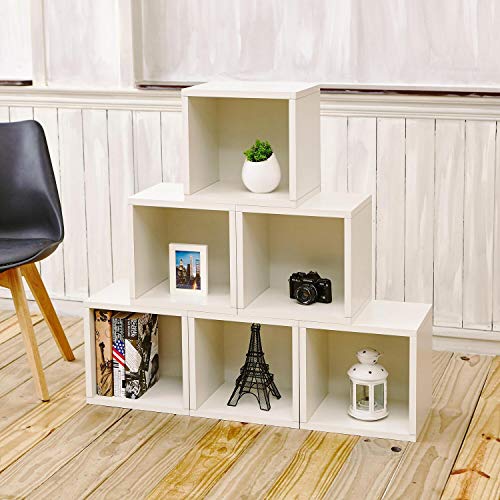Way Basics Cubby Shelf Bookshelf Set of 6 (Tool-Free Assembly and Uniquely Crafted from Sustainable Non Toxic zBoard Paperboard), White