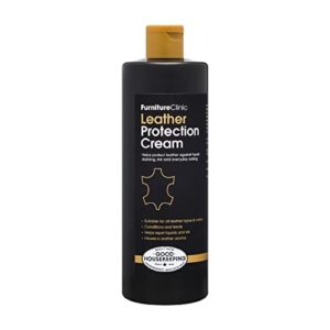 furniture clinic leather protection cream | leather conditioner & protector for car seats, leather furniture, shoes, & more, 8.5oz/ 250ml