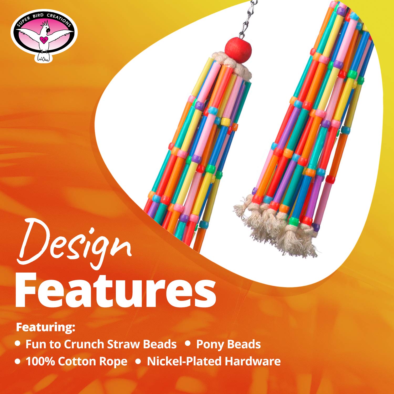 Super Bird Creations SB708 Wind Chimes Bird Toy, Medium Bird Size, 13” x 2”