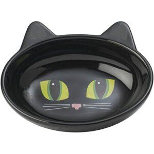 petrageous 10011 oval frisky kitty stoneware cat bowl 5.5-inch wide and 1.5-inch tall saucer with 5.3-ounce capacity and dishwasher safe is great for cats, black