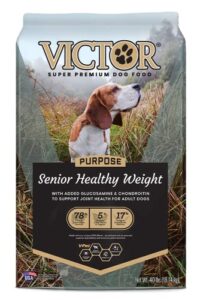 victor super premium dog food – purpose - senior healthy weight – gluten free weight management dry dog food for senior dogs with glucosamine and chondroitin, for hip and joint health, 40lbs
