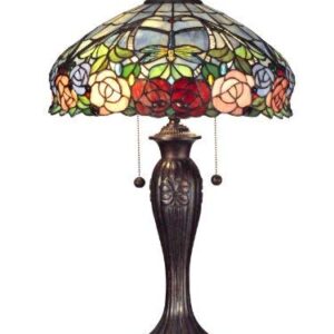 Dale Tiffany TT12232 Tiffany/Mica Two Light Table Lamp in Bronze/Dark Finish, 16.25 inches, 27.00x16.25x16.25, Fieldstone