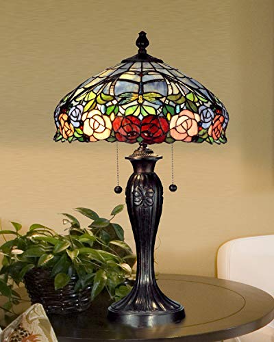 Dale Tiffany TT12232 Tiffany/Mica Two Light Table Lamp in Bronze/Dark Finish, 16.25 inches, 27.00x16.25x16.25, Fieldstone