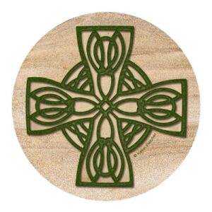 thirstystone celtic cross natural sandstone coaster 4 pack eco-friendly, absorbent, easily wipes clean