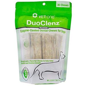vetone duoclenz enzymecoated dog dental hygiene chews for small dogs - clean teeth & freshen breath - 30 count