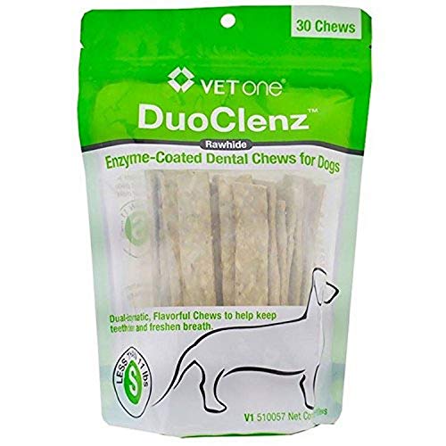 VetOne DuoClenz EnzymeCoated Dog Dental Hygiene Chews for Small Dogs - Clean Teeth & Freshen Breath - 30 Count