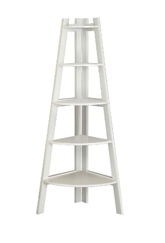 Furniture of America Andrea 5-Tier Corner Bookshelf, White