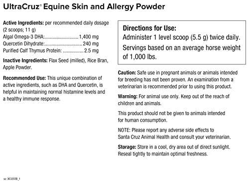 UltraCruz-sc-363203 Equine Skin and Allergy Supplement for Horses, 2 lb, Powder (82 Day Supply)