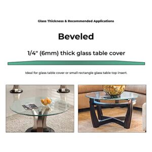 24" Inch Round Glass Table Top 1/4" Thick Tempered Beveled Edge by Fab Glass and Mirror