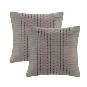 n natori cherry blossom single quilted euro sham - super soft machine washable european square decorative pillow cover, hidden zipper closure (cushion not included), 26"x26", embroidery grey