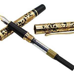 Gullor Advanced Fountain PEN Jinhao 5000 Dragon Year Golden with Black