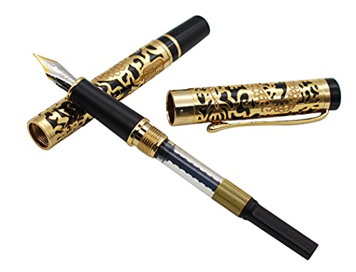 Gullor Advanced Fountain PEN Jinhao 5000 Dragon Year Golden with Black