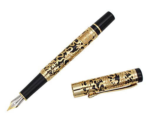 Gullor Advanced Fountain PEN Jinhao 5000 Dragon Year Golden with Black