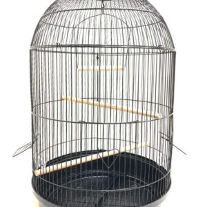 Round Bird Flight Hook CAGE for Small Size Cockatiel Lovebird Finch Canary Aviary Budgie Parakeet (13" D x 24" H, Black)