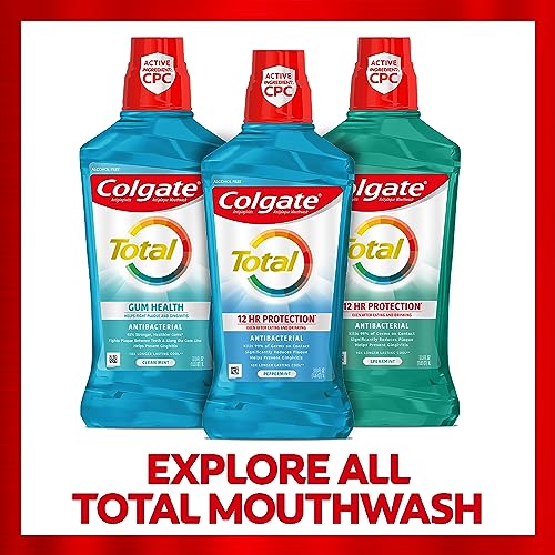 Colgate Total Advanced Pro-Shield Alcohol Free Mouthwash, Antibacterial Formula, Peppermint Blast, 33.8 Ounce