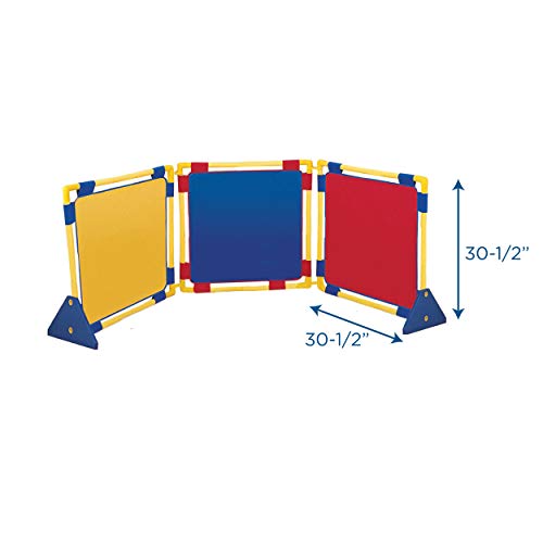 Children's Factory Square PlayPanels Set-3, CF900-507, Rd-Yel-Bl, Kids Room Dividers, Free-Standing Classroom, Daycare and Preschool Partition Screens