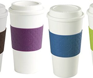 Copco Acadia Reusable To Go Mug, 16-ounce Capacity - 4-pack (Brown, Plum, Blue, Green)