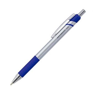 FORAY(R) Advanced Ink Retractable Ballpoint Pens, Bold Point, 1.2 mm, Silver Barrel, Blue Ink, Pack of 12