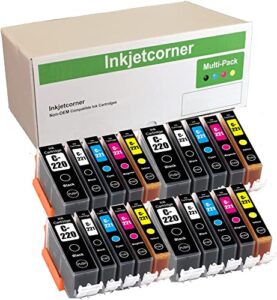 inkjetcorner compatible ink cartridges replacement for pgi-220 cli-221 pgi220 cli221 for use with mp560 mx870 mx860 mp640 ip4700 (20-pack)