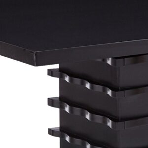King's Brand Black Finish Wood Wave Design Dining Room Kitchen Table