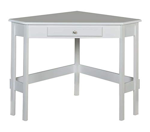 Kings Brand Furniture - Hastings Wood Home & Office Corner Desk with Drawer, White