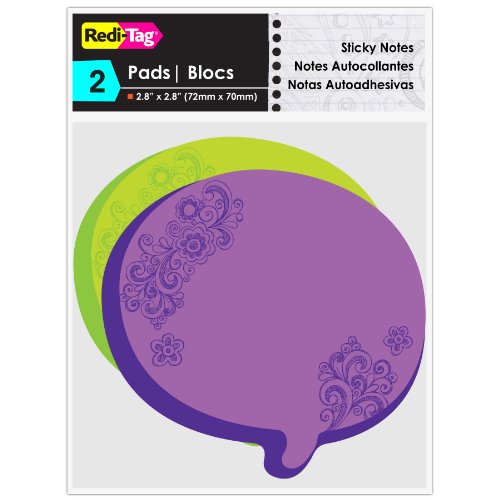 Redi-Tag Thought Bubble Notes 2 Pads, 3 x 3 Inches, Neon Green/Purple (22102)